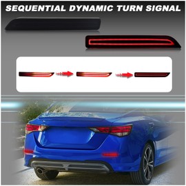 ULTRALTH Smoked Rear Bumper Reflector Lights – LED Brake & Tail Lamps Compatible with Nissan Sentra (2020-2022) | Armada (2019-2023) | Leaf (2018-2022) | Murano (2015-2022) (Smoked Lens)