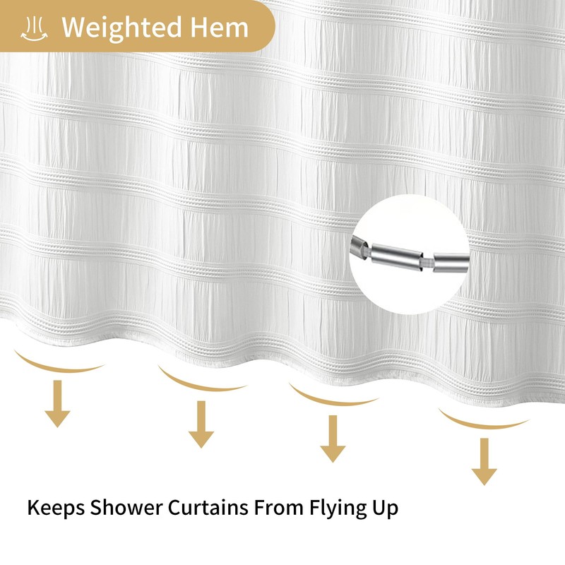 Lameirose Extra Long White Shower Curtain Farmhouse,72 x 96 Cotton
