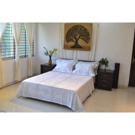 Organic Cotton Extra Long Staple Silky Soft Single Pick Sateen Bed Sheet Set - Luxurious & Premium Hotel Quality - GOTS Certified - Printed & Dyed Combination - Deep Pocket - Easy Care - King