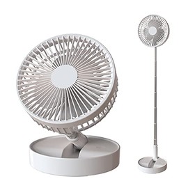Rechargeable Foldable/Foldaway Fan with 7200MAH Battery Operated, Working Time 6~24 Hours Stretchable Quiet Floor Fan for Bedroom and Home W/O Remote Controller