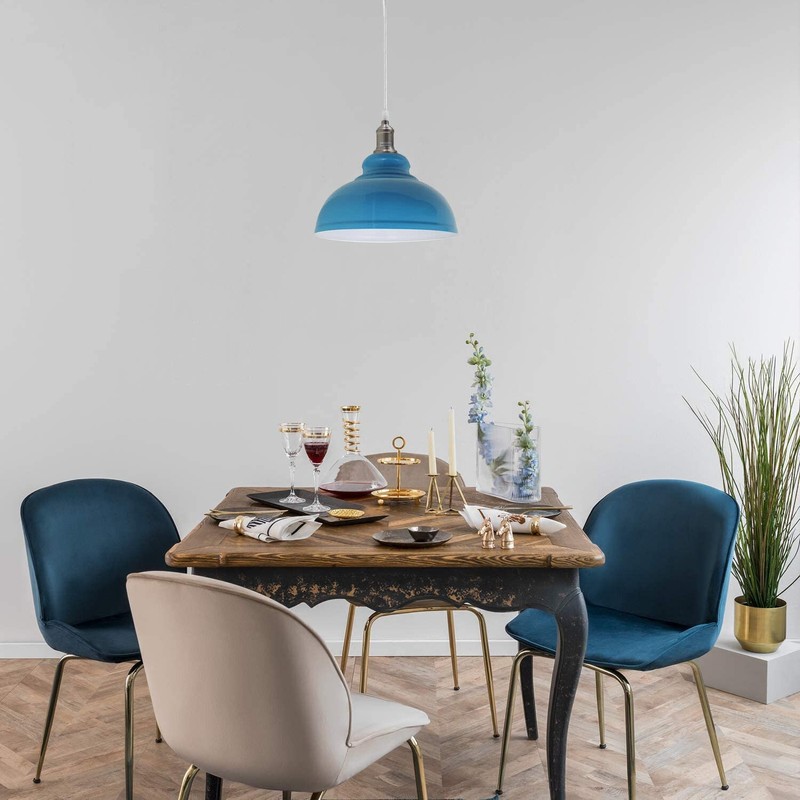 Blue Metal Ceiling Lamp Shade 29cm Easy Fit Light Pendant