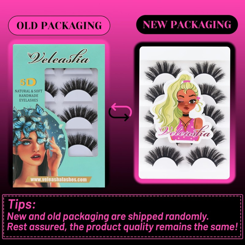 Veleasha Lashes 5D Faux Mink Lashes 100% Handmade Luxurious Volume