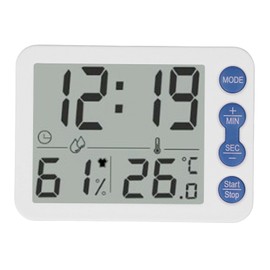 Indoor Digital Temperature Humidity Meter Multifunctional Electronic Thermometer Hygrometer with Alarm Clock Function White Blue Key
