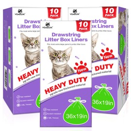 Litter Box Liners Heavy Duty Super Thick 2MIL Jumbo Drawstring Cat Litter Liner Bags 36" x 19" Litter Pan Liners 30 Count