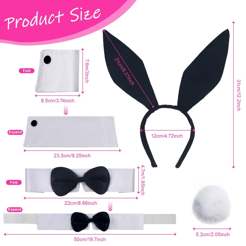 Scotamalone Bunnys Costume Accessories Set for Women Halloweens Rabbitss Ear