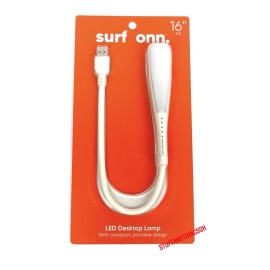 ONN Surf Onn Led USB White Desktop Lamp 16" Tall Compact Portable Flex Design NEW