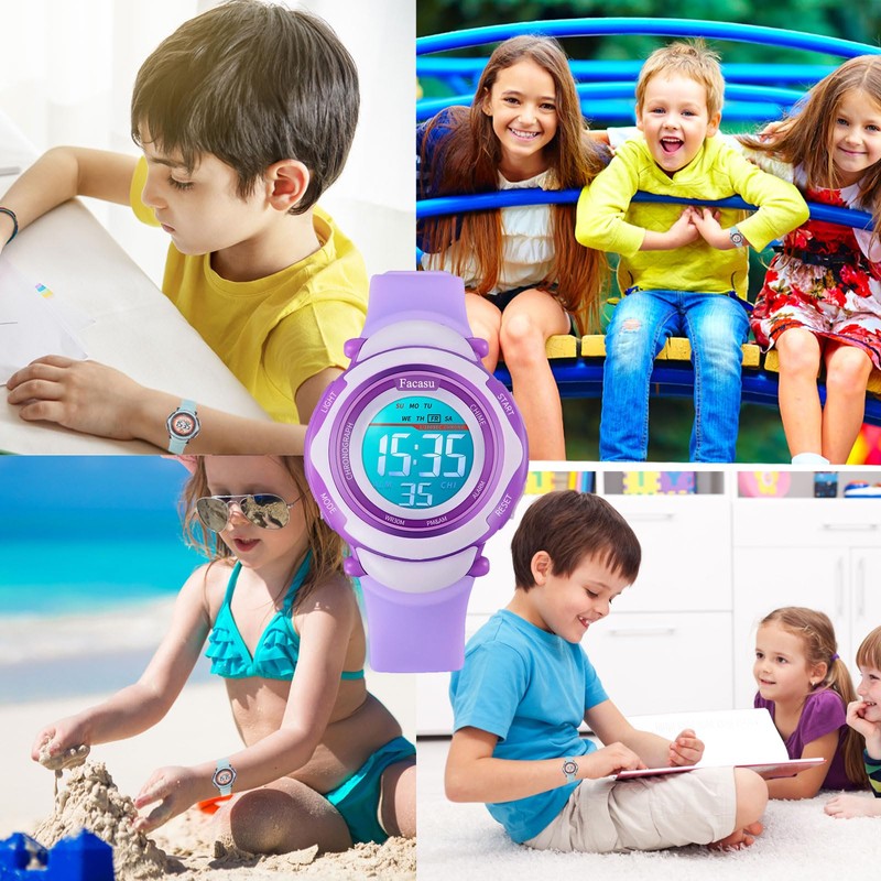 Facasu Children's Digital Watch for Girls and Boys, Waterproof Children's
