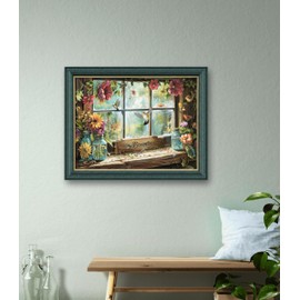 Leczany Cross Stitch Patterns Stamped Kit for Beginners | Embroidery Supplies DIY Craft Kit Starter Needlepoint for Adults or Kids | 11CT, 3 Strands | Beautiful Scenery by The Window 20.9x15.8 inches