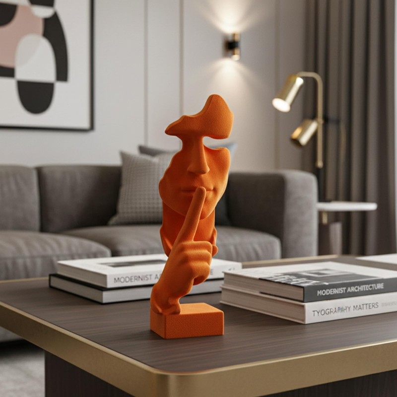 FOLKOR LIFE Thinker Statue Speak No Evil with Soft Velvety