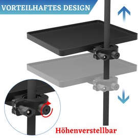 Universal Microphone Stand Tray, Adjustable Mic Stand Tray Clamp On Utility Shelf Stand Music Stand Tray for Music Sheet, Live Streaming, Karaoke, Recording, Music Stand Accessories (8.7" x 6.5")