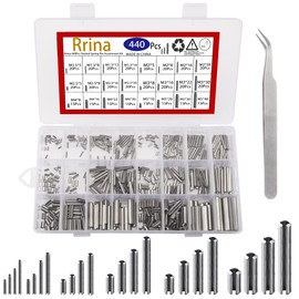Rrina 440Pcs 304 Stainless Steel Slotted Spring Pin Assortment Kit, M1.5 M2 M2.5 M3 M4 M5 Split Expansion Dowel Tension Roll Pins