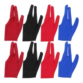 8pcs Finger Gloves 3-Finger Billiard Gloves, Comfortable Elastic for Beginners and Professionals, Assorted Colors for Men and Women