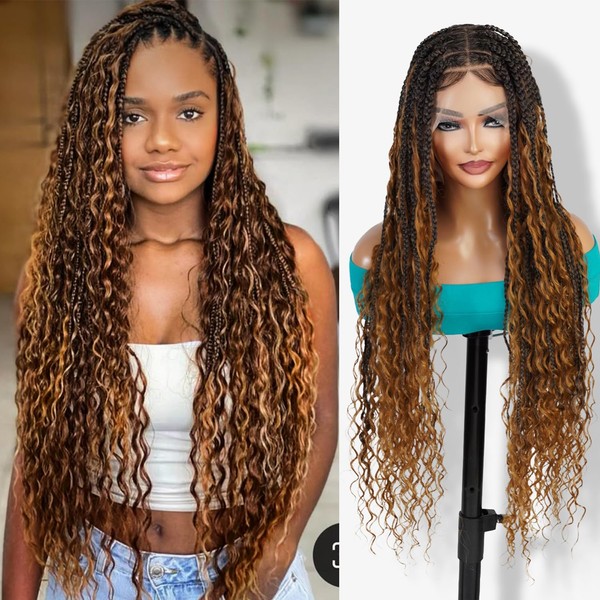 GLAM21USA Authentic Glueless Full Lace Braided Wig – Medium Knotless