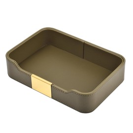 XNONE Leather Jewelry Tray Desktop Storage,Luxury Perfume Tray Nightstand Organizer Entryway Decorative Tray,for Jewelry Watch Cosmetics Keys Phone Wallet Home & Office Accessories,Olive Green