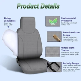 Yudara Custom-Fit Front Seat Cover for 2006-2025 Isuzu NPR, Premium Automotive Bucket Seat Cover with Molded Headrests, Airbag Compatible, Quick Setup Interior Cover for 2006-2025 Isuzu NPR