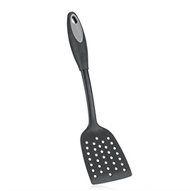 Metaltex Modern Design Britannia Fish Slice with Nylon Shaft Thermo Rubber Handle, Black with Coloured Insert in Handle