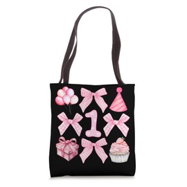 1st Coquette Birthday Party One Year Old Girl Coquette Bow Tote Bag