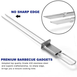 BBQ Skewers,Premium 304 Stainless Steel BBQ Skewers,13 Inch Heavy Duty Metal Kabob Sticks for Grilling, Reusable & Dishwasher Safe (20PCS)