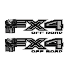 FX4 Off Road Skull Decal Replacement Sticker Bedside/Gray