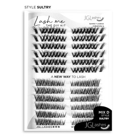 JGLashes - Extensiones de pestañas en racimo DIY Cluster lash me. medidas 8-15mm, curvatura D, banda ultra fina. Extensiones de pestañas premium. (Sultry)