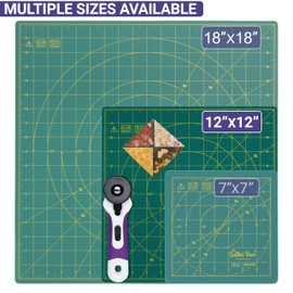 The Quilted Bear Rotating Cutting Mat 12" x 12" - Locking & Rotating Self Healing Cutting Board for Sewing, Fabric & Effortless Quilting - 360 Degree Sewing Supplies Mat for Craft Table (Green)