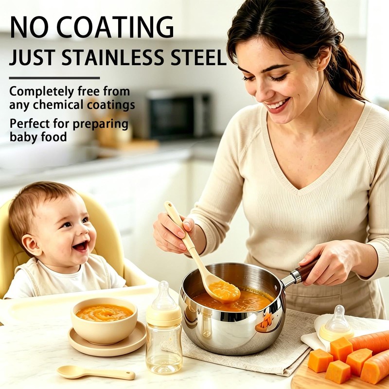 Milk Pot Stainless Steel Milk Warmer Pot with Lid, 0.8