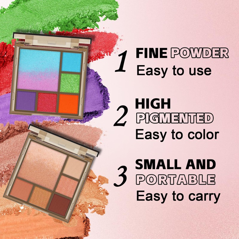 Apooliy 2 x Shimmer & Matte Eyeshadow Palette, Long-Lasting Cream