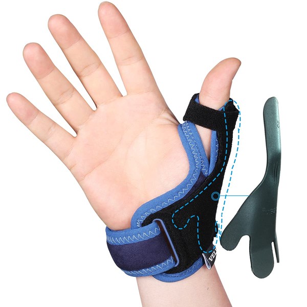 VELPEAU Thumb Support Brace - CMC Joint Thumb Spica Splint for Pain Relief, Arthritis, Tendonitis, Sprains, Strains, Carpal Tunnel & Trigger Thumb Immobilizer, Wrist Strap, Left or Right Hands (Small)