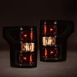 PIT66 Rear Tail Lights Assembly Compatible with Ford F150 2018 2019 2020 Driver and Passenger Side Smoke Lens Black Housing Bulbs and Harness Included