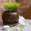 Dark brown ceramic 11 cm planter with saucer, ORB series