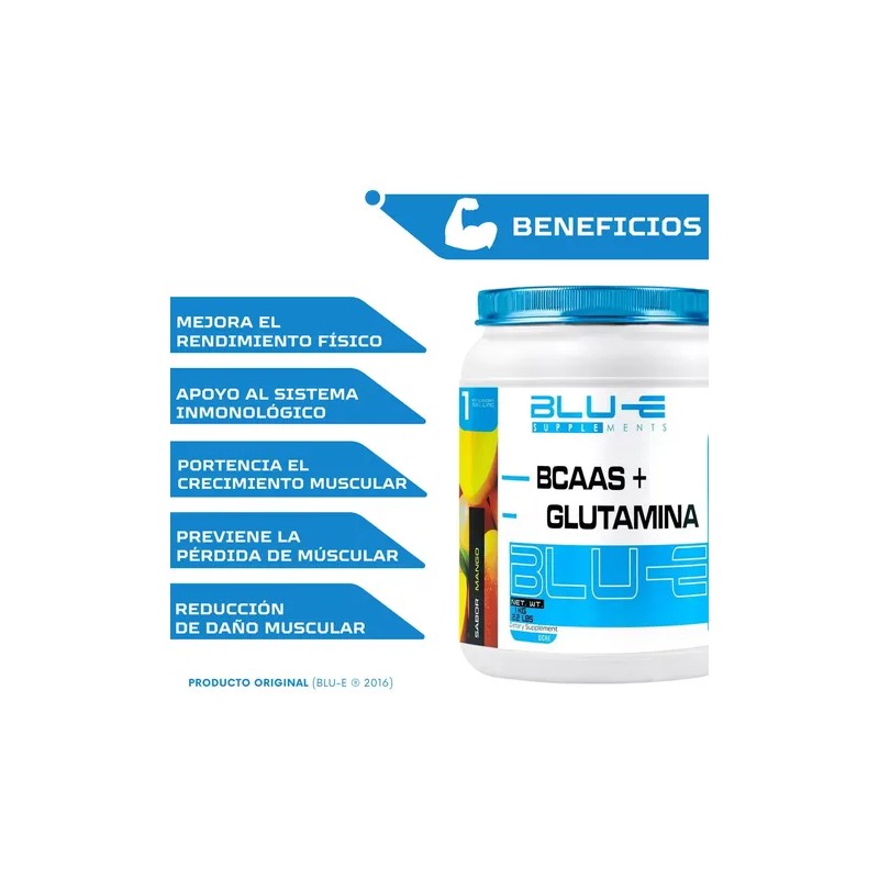 Suplemento en polvo Blu-e Supplements BCAAS sabor mango x 1kg