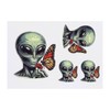 4 x 'Alien With Butterfly' Temporary Tattoos - Water Resistant,