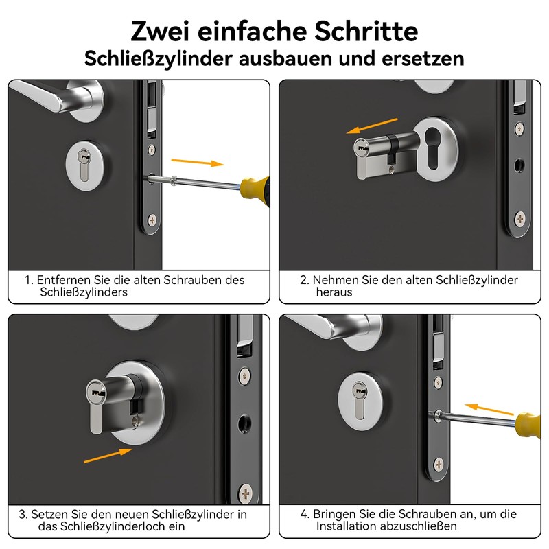 MANICAF Lock Cylinder 40/50 Cylinder Lock with 5 Keys, Profile
