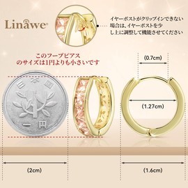 Linawe Women’s Hoop Earrings, Cartilage Rings, First Earrings, Cute, Crystal, Jewelry, Needle, 14 K Gold, Pink Gold, Silver, Copper, Copper
