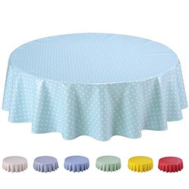 Home Direct Extra Wide Oilcloth PVC Wipe Clean Tablecloth Small Polka Dot (Round 160cm, Duck Egg)