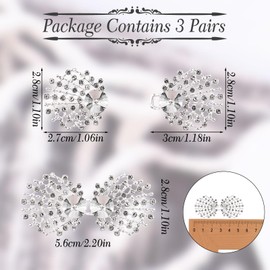 WANDIC Cloak Clasp Fasteners, 3 Pair 5.6 * 2.8 CM Cape Clips with Rhinestone Vintage Snap Sweater Buttons for Clothing Sweater Shawl
