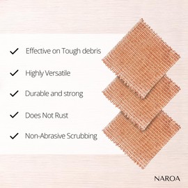 Naroa Copper Scrubbing Pads 3 Pack | 2-Ply Non-Abrasive Metal Mesh Scrubber | Reusable Copper Cleaning Cloth for Stainless Steel, Pots, Pans, Cast Iron | Kitchen Supplies Dishwashing Tools