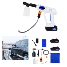 Car Pressure Washer Electric Cleaner Gun Portable Cordless High Power Cleaner with 2 Batteries for Car Home Garden Cleaning Work, 2.8-3L/min, Washer Machine with 1 Adjustable Nozzle