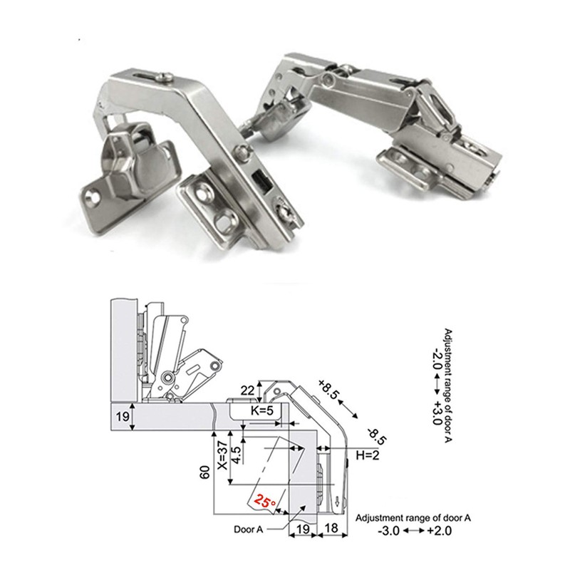 LOOTICH 135 Corner Hinge and 165 Degree Full Overlay Soft