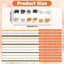 BOHUIZ 12 Strips Nail Chain Charms, Metal Nail Art Chain, Line Nails Charms 3D Nails Art Chains Supplies with Box Punk Studs Accessories for Manicure Decoration DIY