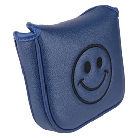 Golf Club Square Mallet Putter Head Cover Soft Leather with Embroidery Magnetic Closure (Blue)