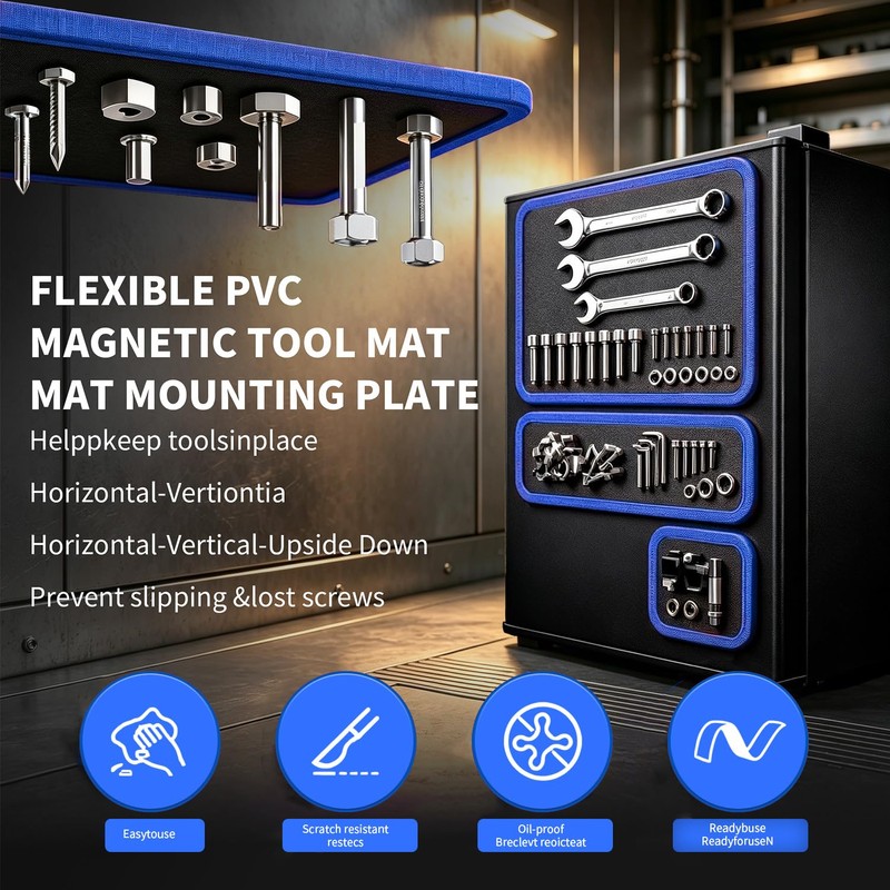 faxhool 3 PCS Magnetic Tool Mat, PVC Flexible Magnetic Organizer