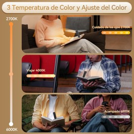 Sunsign Luz de Lectura, 9 LED Lampara de Lectura Libros Cama Recargable, Portátil Luz de Libro con 3 Temperaturas de Color y Infinitamente, Luz de Protección Ocular Luz para Leer Libros (2 Paquete)