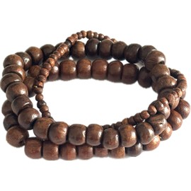 LK Trend & Style 3-teiliges Holzperlen Armband Set, Braun, Elastisch, Handgefertigt, Unisex Schmuck für Damen und Herren