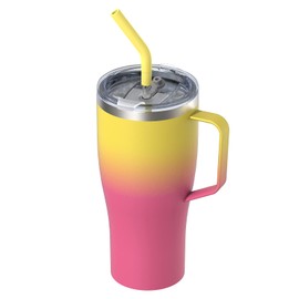 Sursip 32 oz Tumbler with Handle and Straw, Stainless Steel Vacuum Insulated Cup with Lid, Leak Proof, Sweat, Keeps Drinks Cold for 24 Hours, No Sweat, Dishwasher Safe, Fits Car Cup Holder, Yellow red