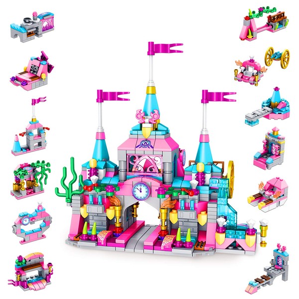 LUKAT Building Toys for Girls Age 6 7 8 9 10 11 Year Old, 568pcs Princess Castle STEM Construction Toys Set, 25 Models Educational Toys for Kids Building Blocks Kit Gifts for Birthday Christmas