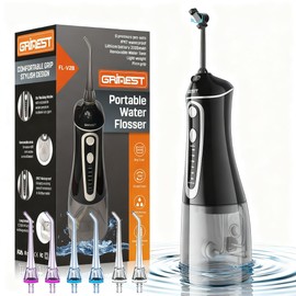 Water Flosser,Water Dental Flosser Pick for Teeth,Grinest 7 Modes Rechargeable Cordless Oral Irrigator Portable IPX7 Waterproof Tooth flossers for Home Travel-Black