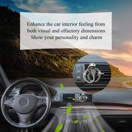 ORIESSE Bling Cobra Car Air Freshener Vent Clip,1pc Snake Alloy Rhinestone Vent Clips Car Accessories,Exotic Auto Outlet Jewelry,Luxury Vehicle Car Interior Decorations Badges Charm (Vintage Silver)