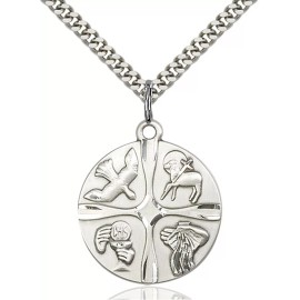 Bliss Sterling Silver Christian Life Medal Pendant Necklace 24"Chain with GiftBox