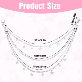 Ouligay Silver Chain Belts for Women Men Star Jean Chain Layered Vintage Hip Hop Pocket Chain for Pants Rock Waist Wallet Chain with Lobster Clasps